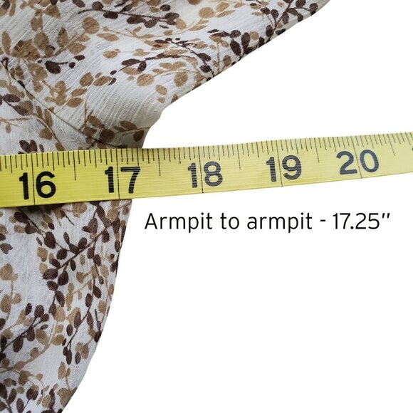 Candie's Cottagecore Floral Lace Trim Balloon Sleeve Semi sheer Peplum waist L - Picture 10 of 16